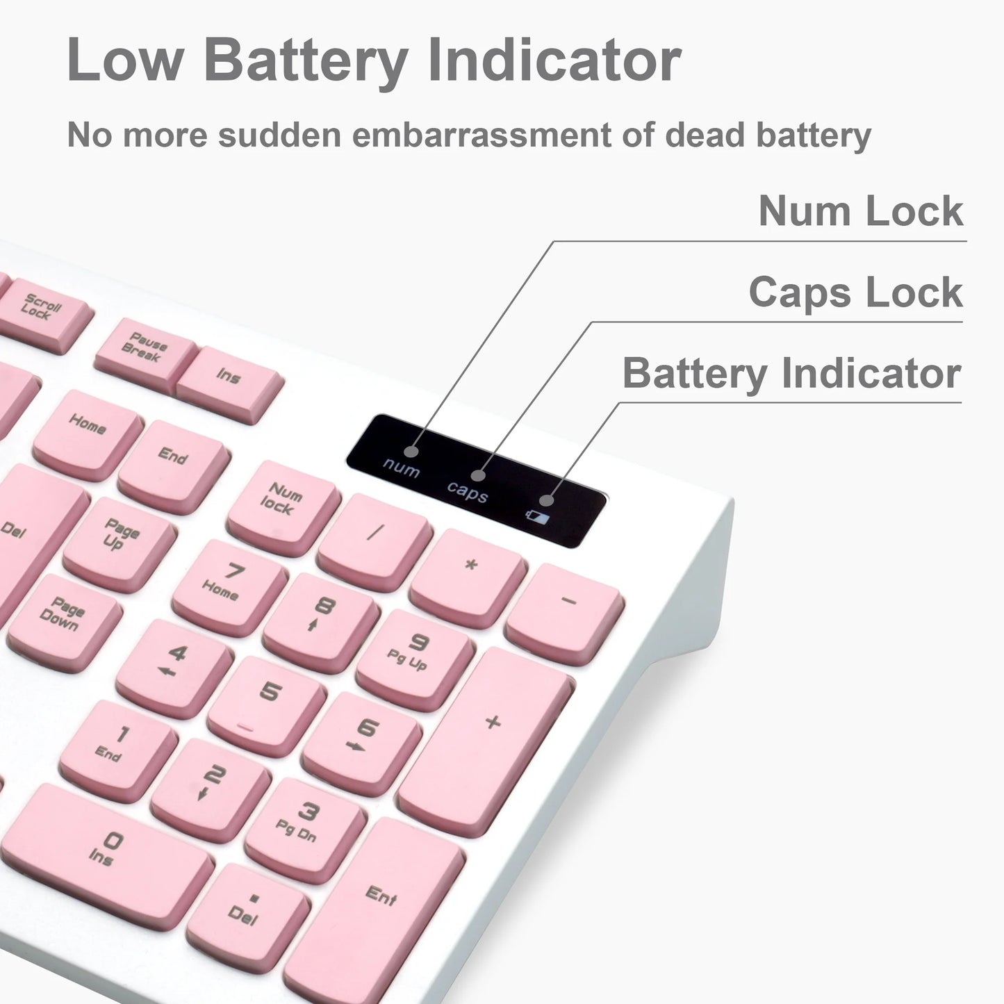Wireless Keyboard and Mouse Combo, Full Size Wireless Keyboard and Mouse, 2.4G Wireless Keyboard and Mouse Set for PC, Laptop, Windows, Desktop (Pink)