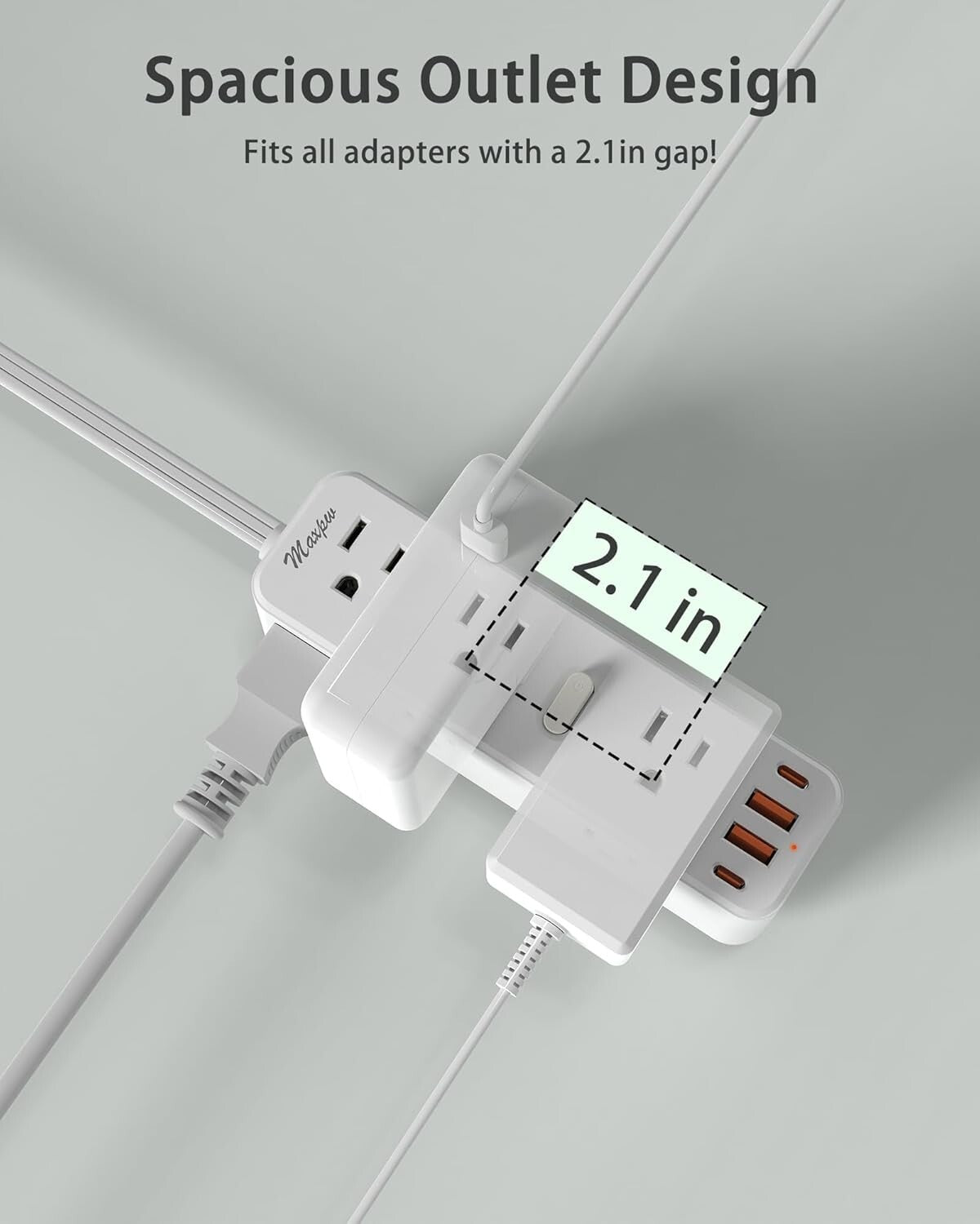 Surge Protector Power Strip with 9 Outlets Extender and 4 USB Ports (2 USB-C)..