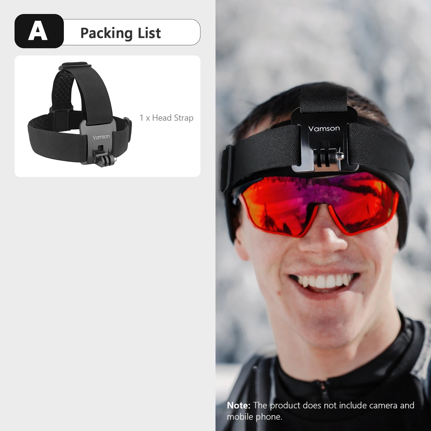Vamson Head Strap for Gopro Hero 12 11 10 9 8 7 Accessories Head Belt Strap Mount Adjustable for Gopro Hero 7 for SJCAM VP202
