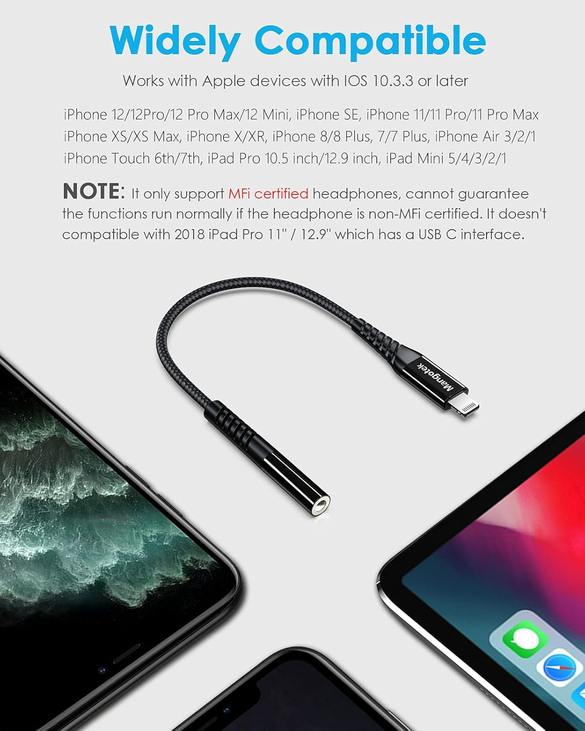 Replacement for Apple Iphone Headphones Adapter, Braided Mfi Lightning to 3.5 Mm Headphone Jack Adapter Earphone Audio Aux Adaptor for Iphone 13 12 Pro Max Mini 7 8 plus 11 SE X XS XR Green