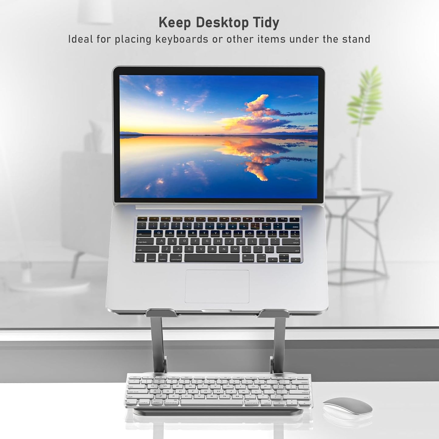 Laptop Stand, Adjustable Laptop Riser Ergonomic Computer Stand for Desk, Laptop Holder Compatible for Macbook Pro/Air, Surface Laptop and Other Laptops up to 15 Inches-Space Gray
