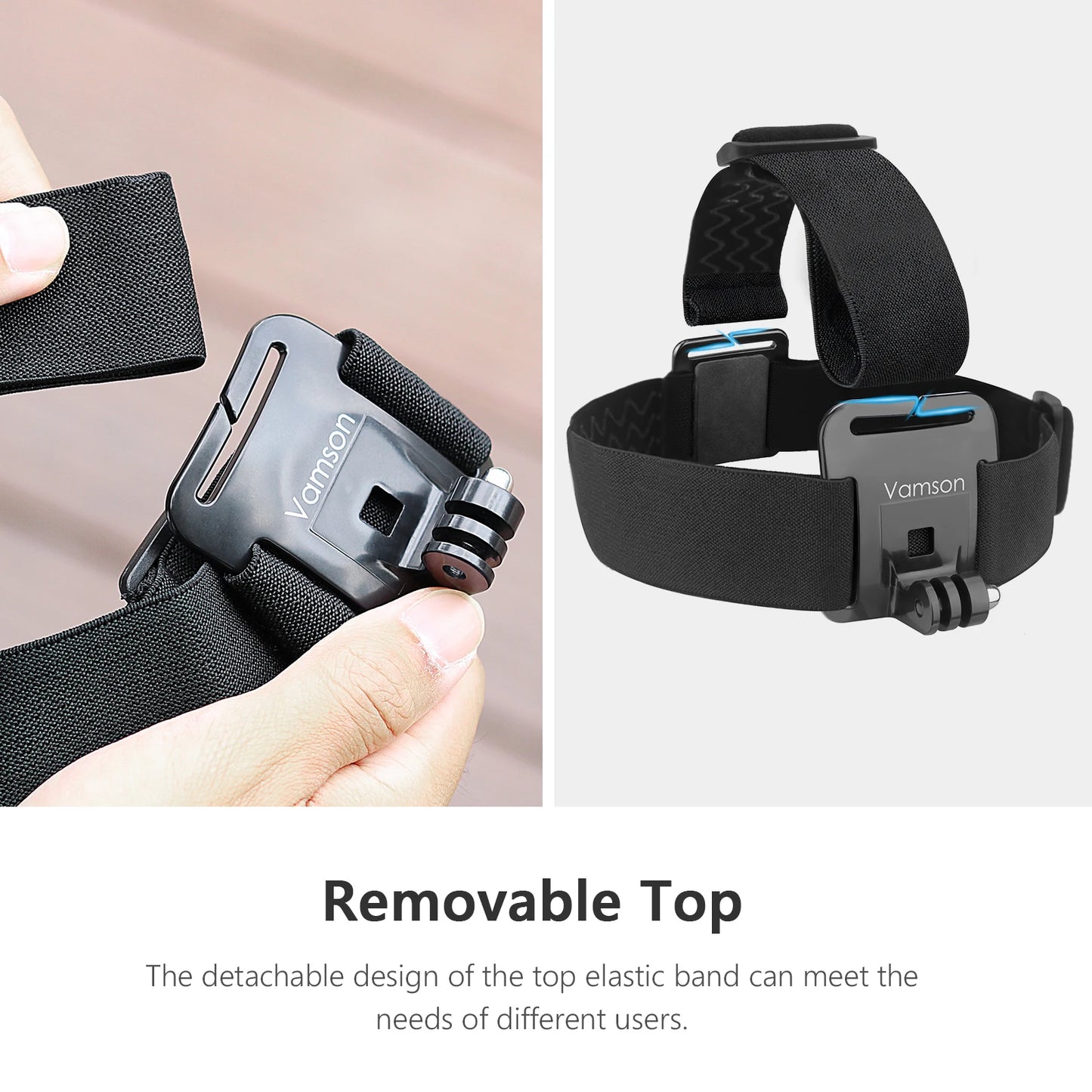 Vamson Head Strap for Gopro Hero 12 11 10 9 8 7 Accessories Head Belt Strap Mount Adjustable for Gopro Hero 7 for SJCAM VP202