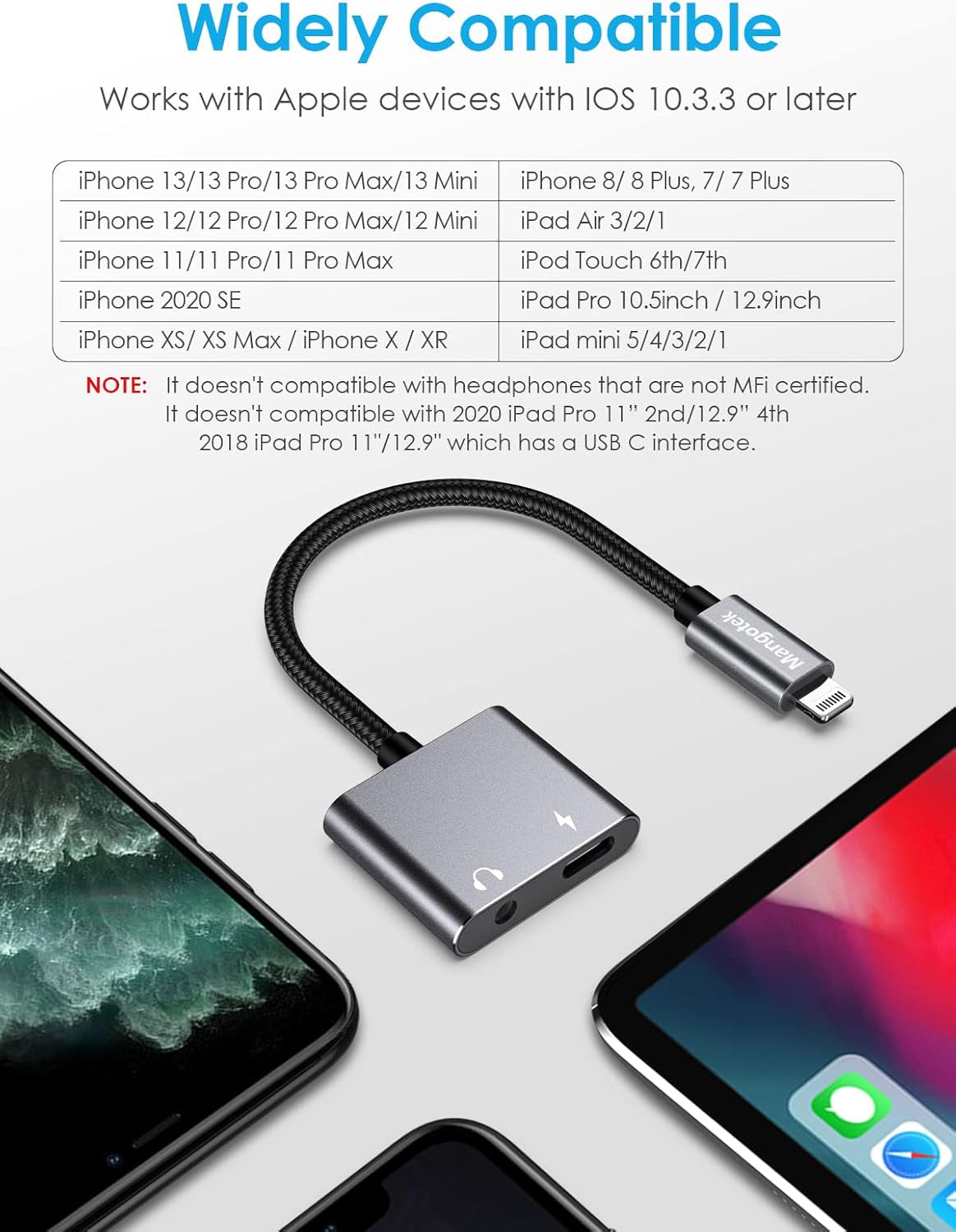 Replacement for Iphone Charger and Headphones Adapter Iphone Splitter