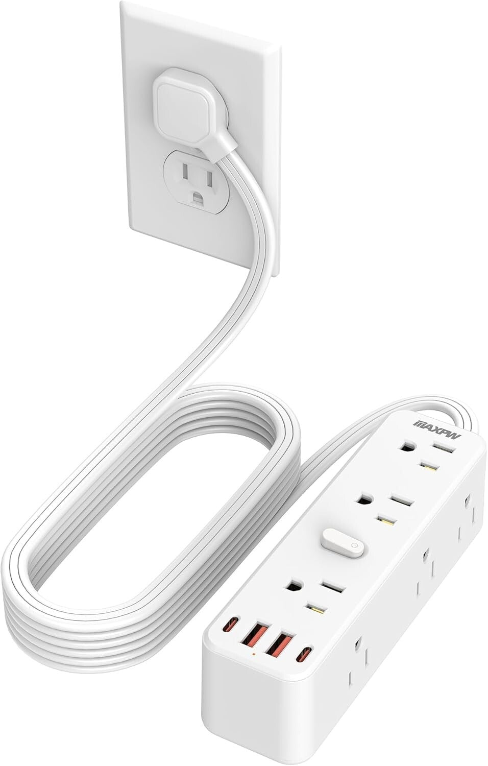 Surge Protector Power Strip with 9 Outlets Extender and 4 USB Ports (2 USB-C)..