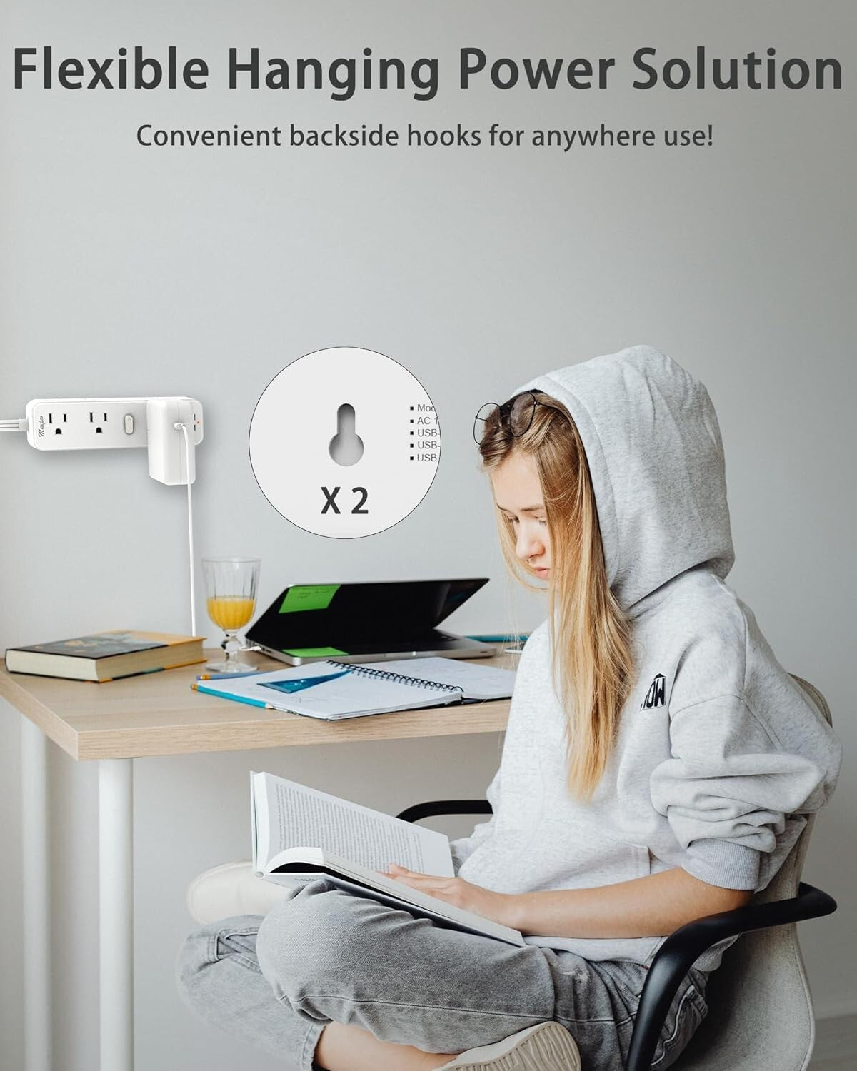 Surge Protector Power Strip with 9 Outlets Extender and 4 USB Ports (2 USB-C)..