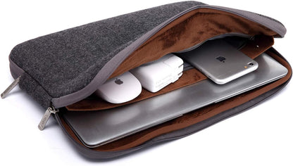 Herringbone Woollen Water-Resistant for 14-14.1 Inch Laptop Sleeve Case Bag (14-14.1 Inches, Black)
