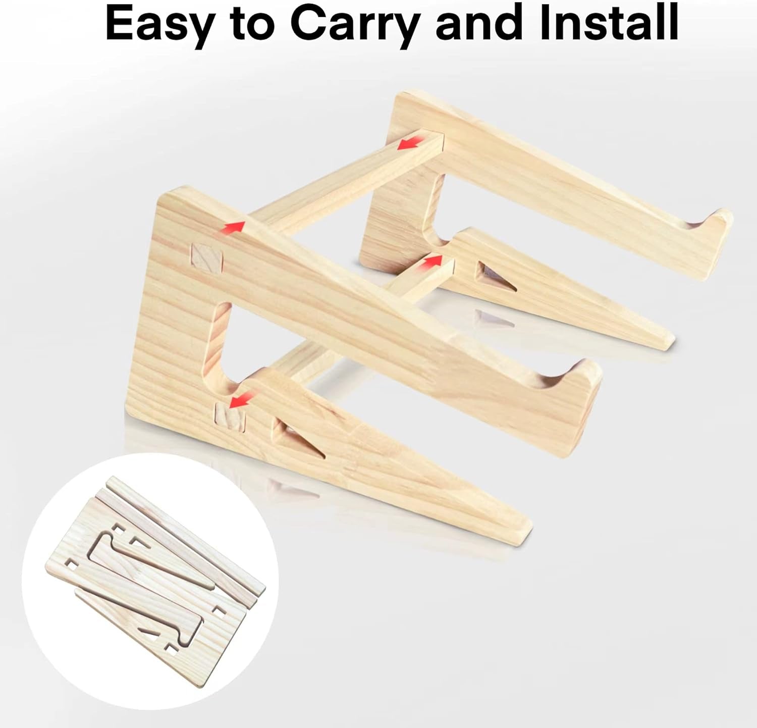 Wooden Laptop Stand,Vertical Laptop Stand for Desk,Wood Notebook Holder Mount Stand Compatible with Macbook Air Mac Pro, Chromebook, HP, DELL, Acer, Toshiba, Surface, Lenovo Etc