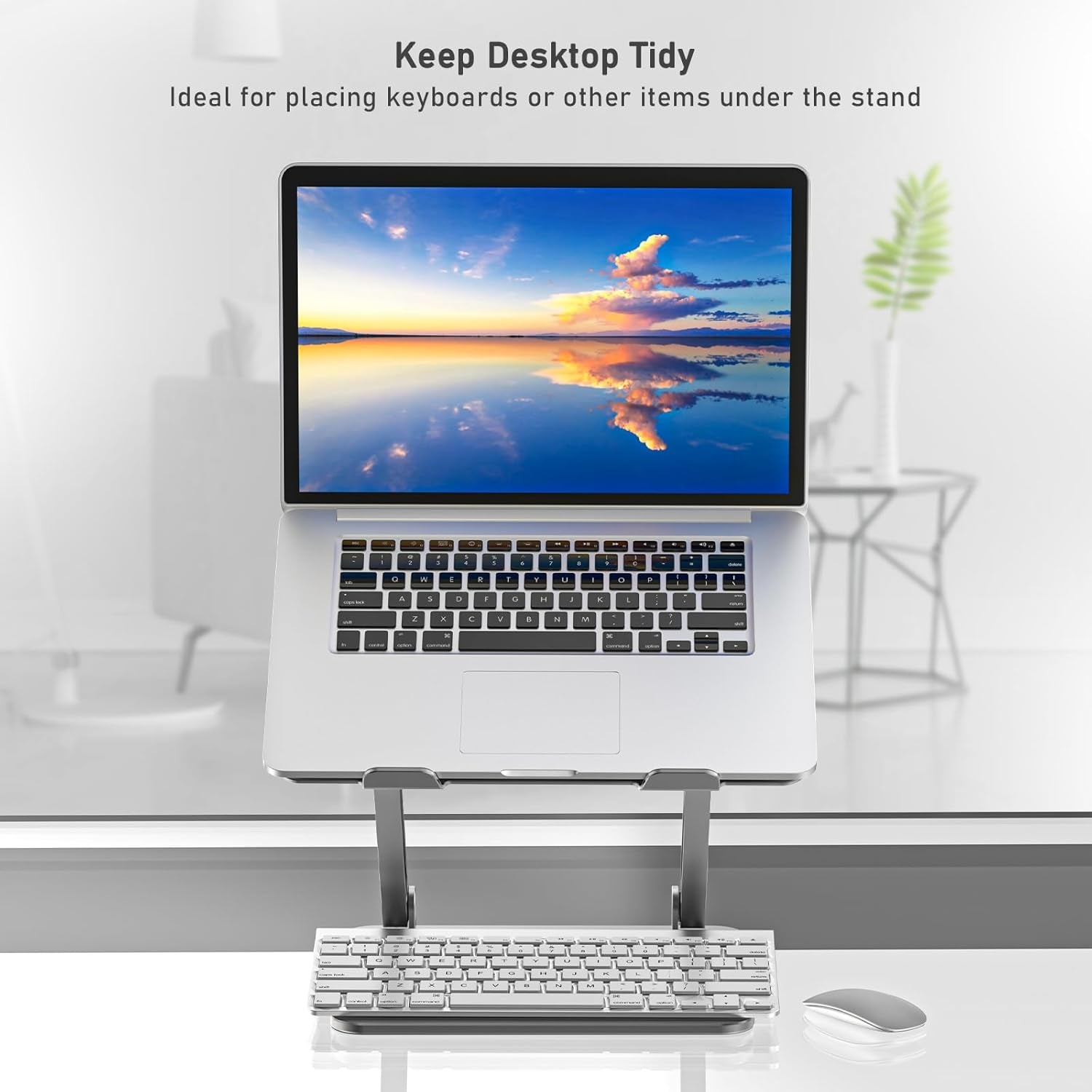 Laptop Stand, Adjustable Laptop Riser Ergonomic Computer Stand for Desk, Laptop Holder Compatible for Macbook Pro/Air, Surface Laptop and Other Laptops up to 15 Inches-Space Gray