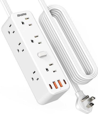 Surge Protector Power Strip with 9 Outlets Extender and 4 USB Ports (2 USB-C)..