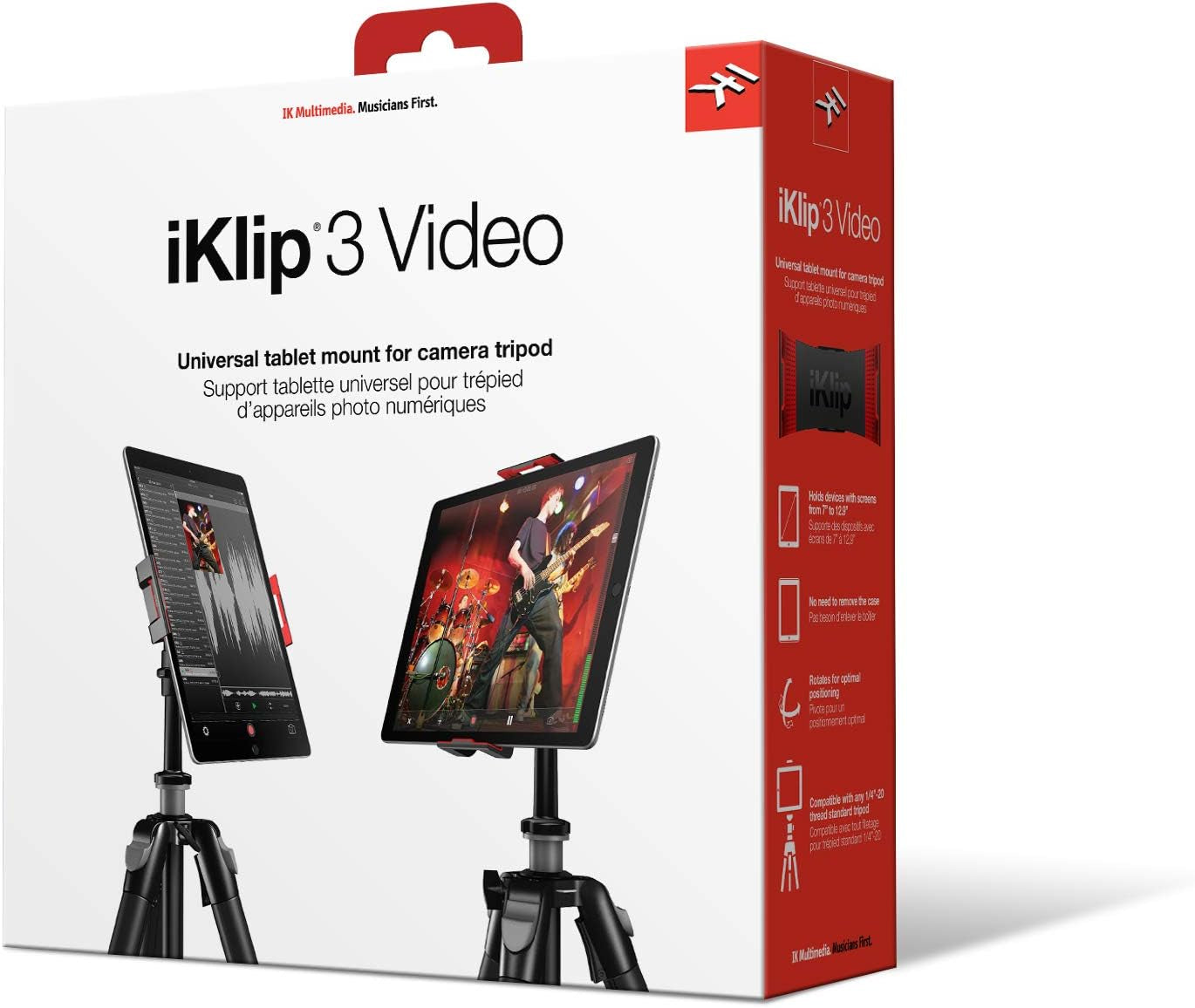 Iklip 3 Video Universal Ipad, Tablet Tripod Mount with 360 Degree Swivel, Soft-Touch Rubber Grip, Easy Insertion and Rotation and Rugged Thermoplastic Design, Fits Any 7”-12. 1” Tablet