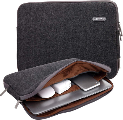 Herringbone Woollen Water-Resistant for 14-14.1 Inch Laptop Sleeve Case Bag (14-14.1 Inches, Black)