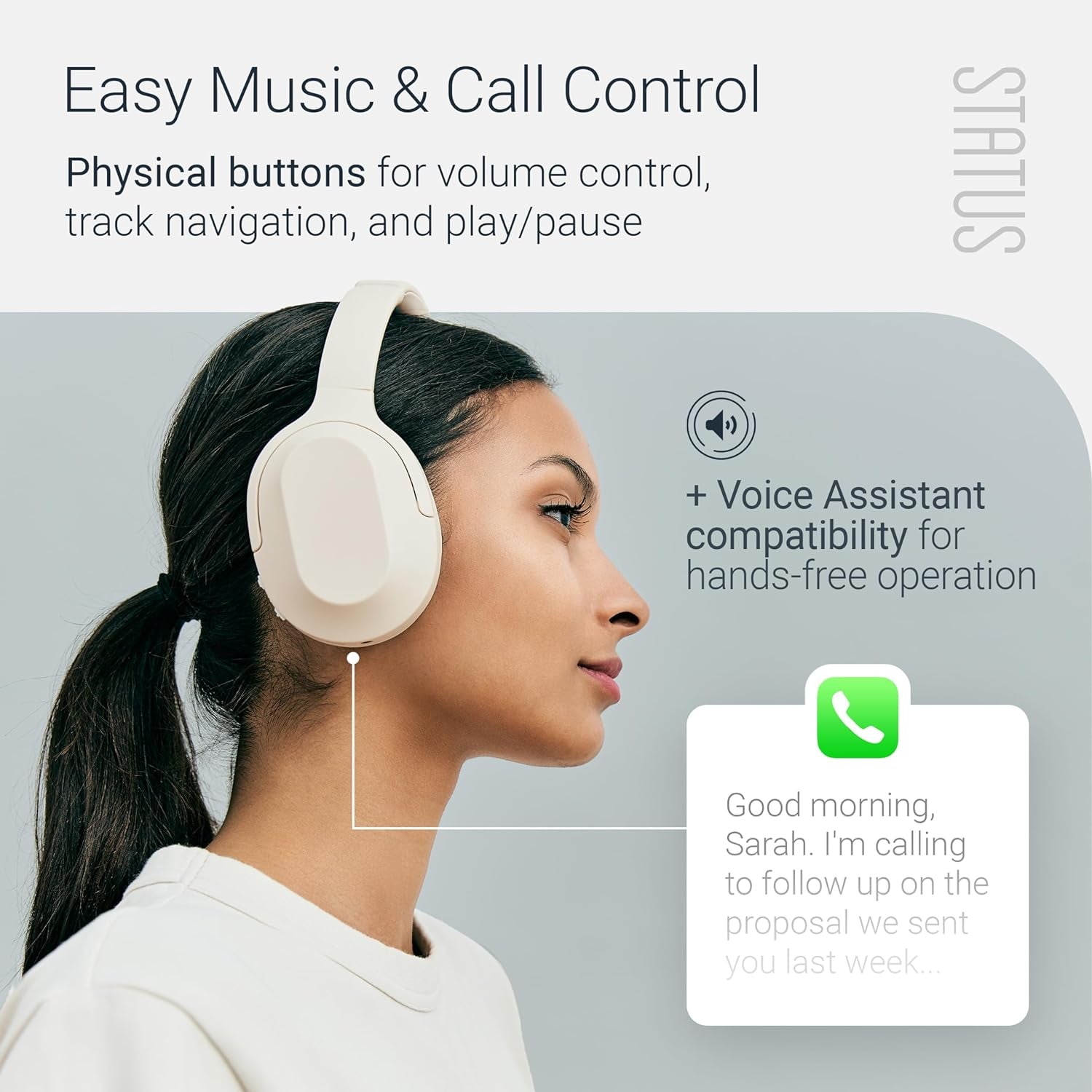 Core ANC Active Noise Cancelling Headphones - Cloud - over Ear Head Phones W/Built-In Microphones - Wireless & Bluetooth + Detachable 3.5Mm Wired - USB-C Charging Cable - 30 Hour Battery