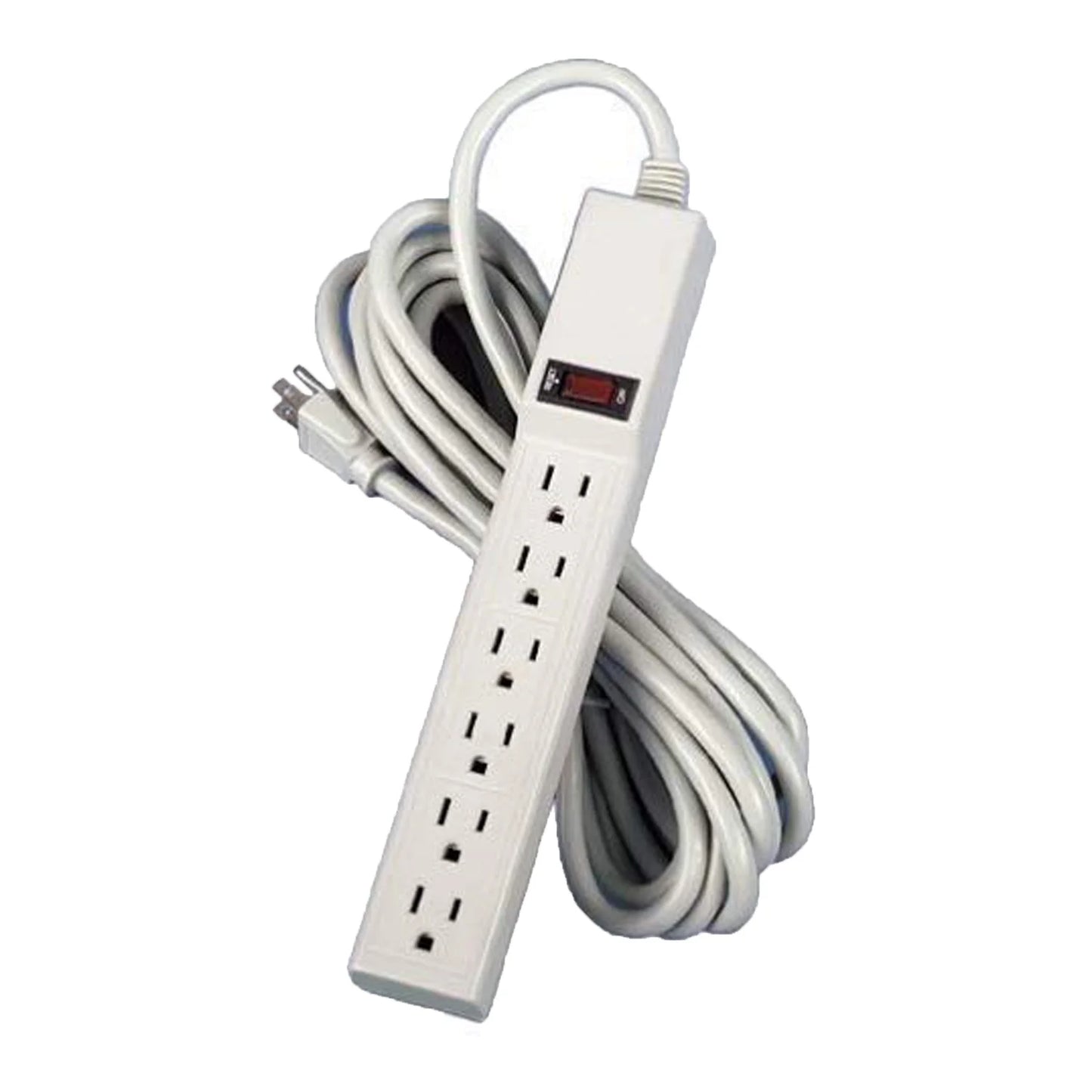 Six-Outlet Power Strip, 120V, 15Ft Cord, 10 7/8 X 1 7/8 X 1 5/8, Platinum -FEL99026
