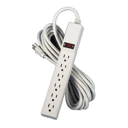 Six-Outlet Power Strip, 120V, 15Ft Cord, 10 7/8 X 1 7/8 X 1 5/8, Platinum -FEL99026