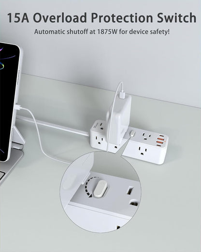 Surge Protector Power Strip with 9 Outlets Extender and 4 USB Ports (2 USB-C)..