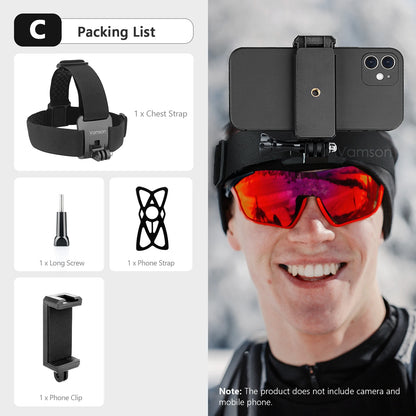 Vamson Head Strap for Gopro Hero 12 11 10 9 8 7 Accessories Head Belt Strap Mount Adjustable for Gopro Hero 7 for SJCAM VP202