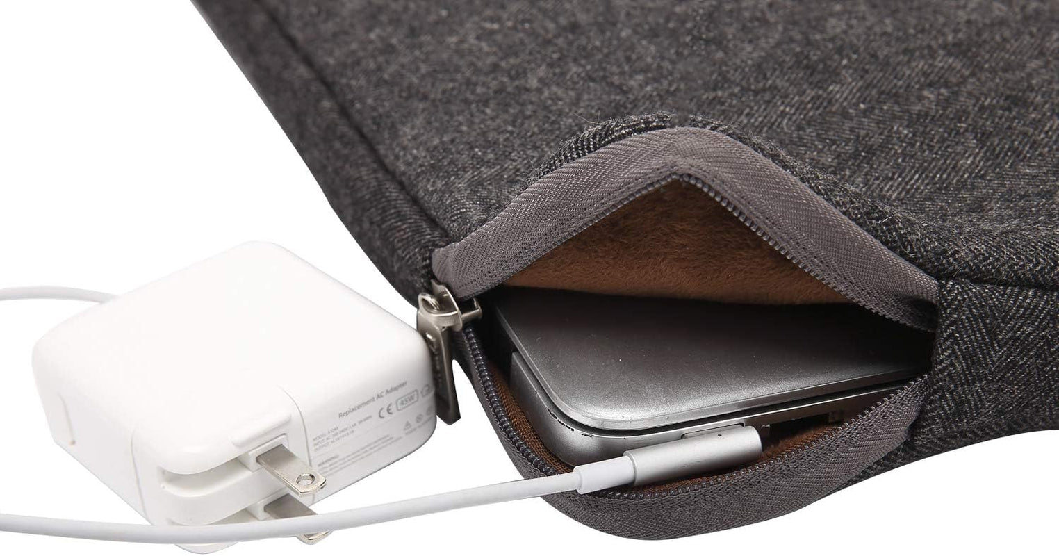 Herringbone Woollen Water-Resistant for 14-14.1 Inch Laptop Sleeve Case Bag (14-14.1 Inches, Black)