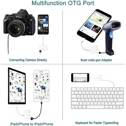 USB 3 Camera Adapter,3 in 1 USB Female OTG Adapter with Charging and 3.5Mm Headphone Audio Jack Splitter for Iphone/Ipad,Support USB Flash Drive,Midi Keyboard